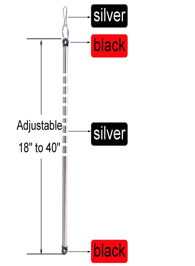 YYST 40-inch Adjustable Drapery Pull Curtain Wand w/Stainless Steel Hook (Black X 2) - Image 2